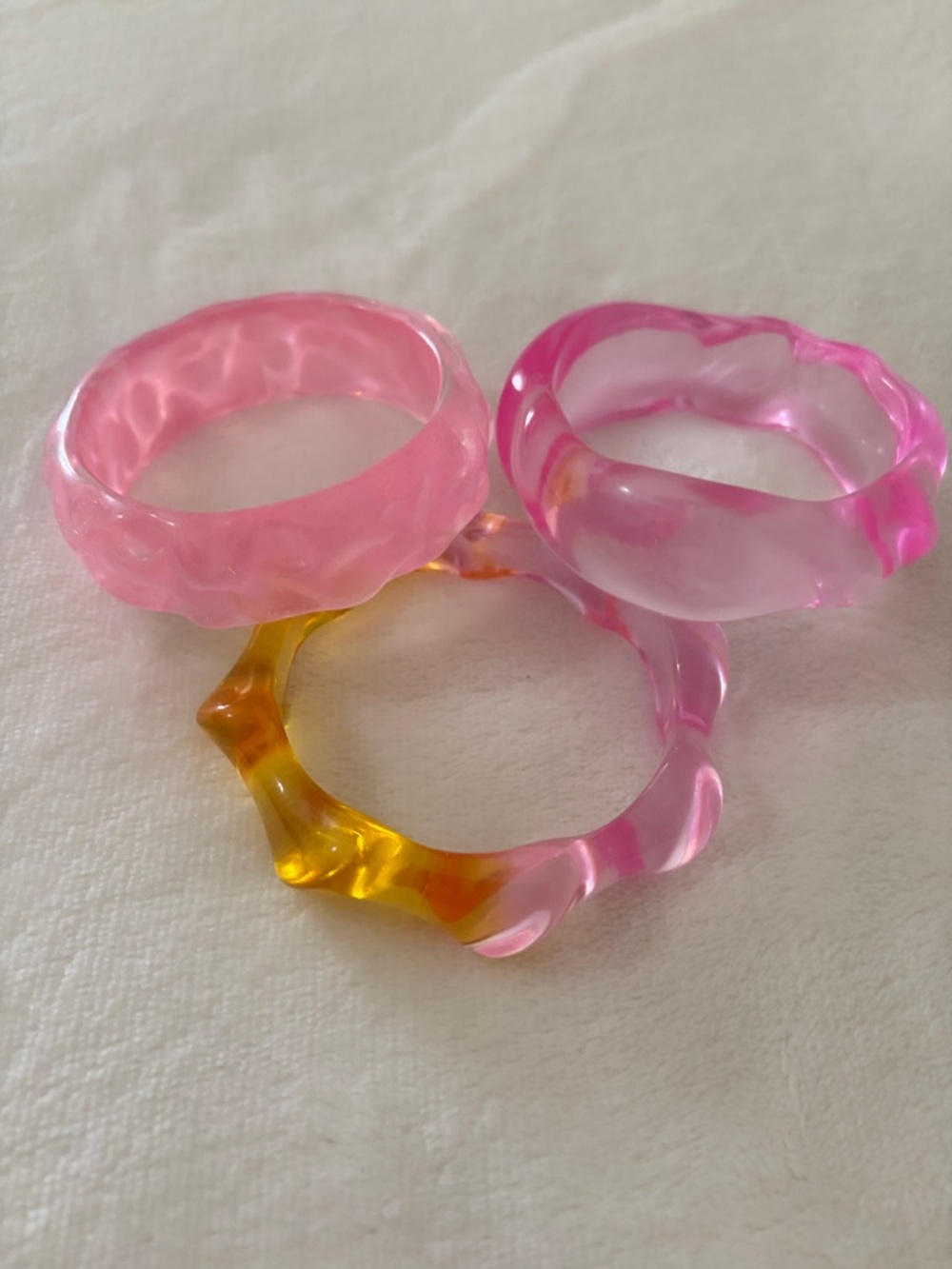 Macy's Pink and Yellow Resin Bangle Set 3NEW
